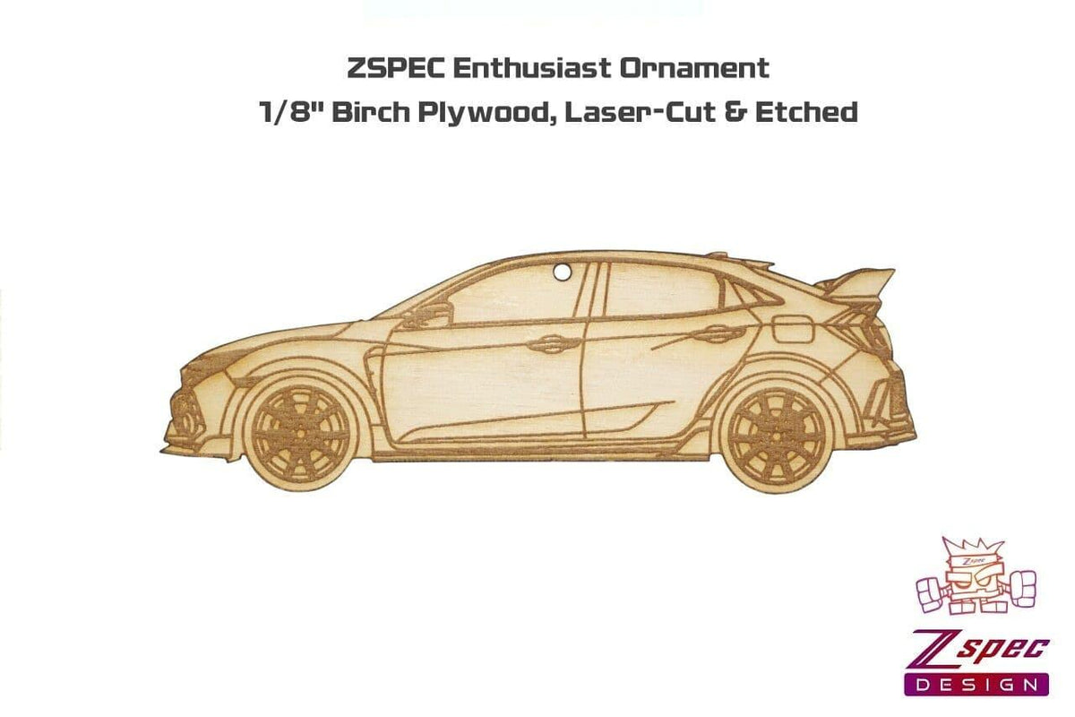Laser-Engraved Wood Ornament, style: Honda Civic FK8 Type R, Birch Holiday Man Cave Garage Art Men Man Woman Car Nut Enthusiast