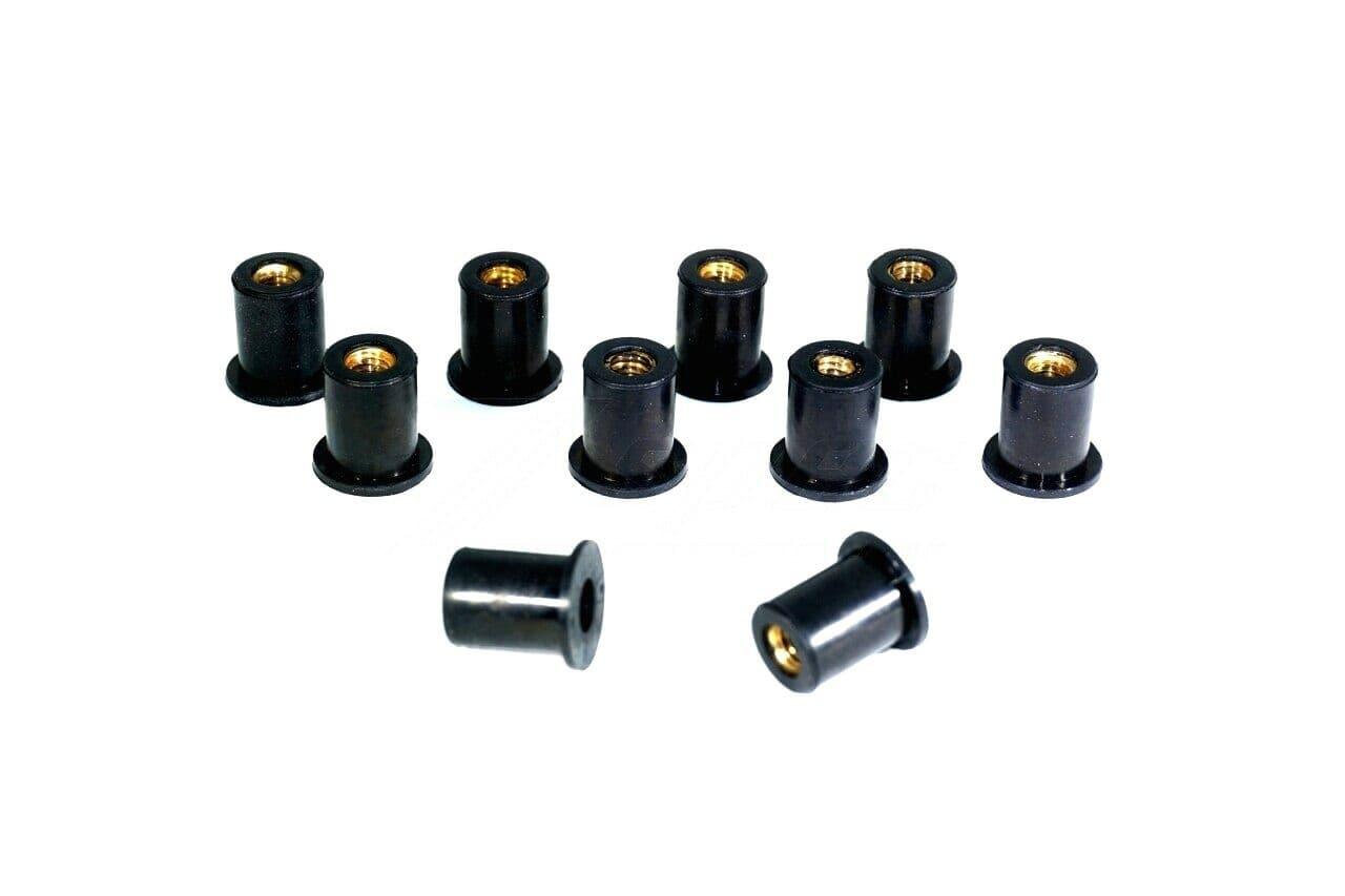 ZSPEC M6 Rubber-Composite Well Nuts for Body Kits and Flares using M6, 10-Pack Flares, Over Fender, Body Element, Wings, Arches - Titanium / Billet / Stainless - Black, Burned, Gold, Purple, Silver Raw, Polished - Dress Up Bolts Hardware Washers Finish Rocket Bunny Pandem Aimgain twinz carbon signal M5 M6 M8 Wicker Bill