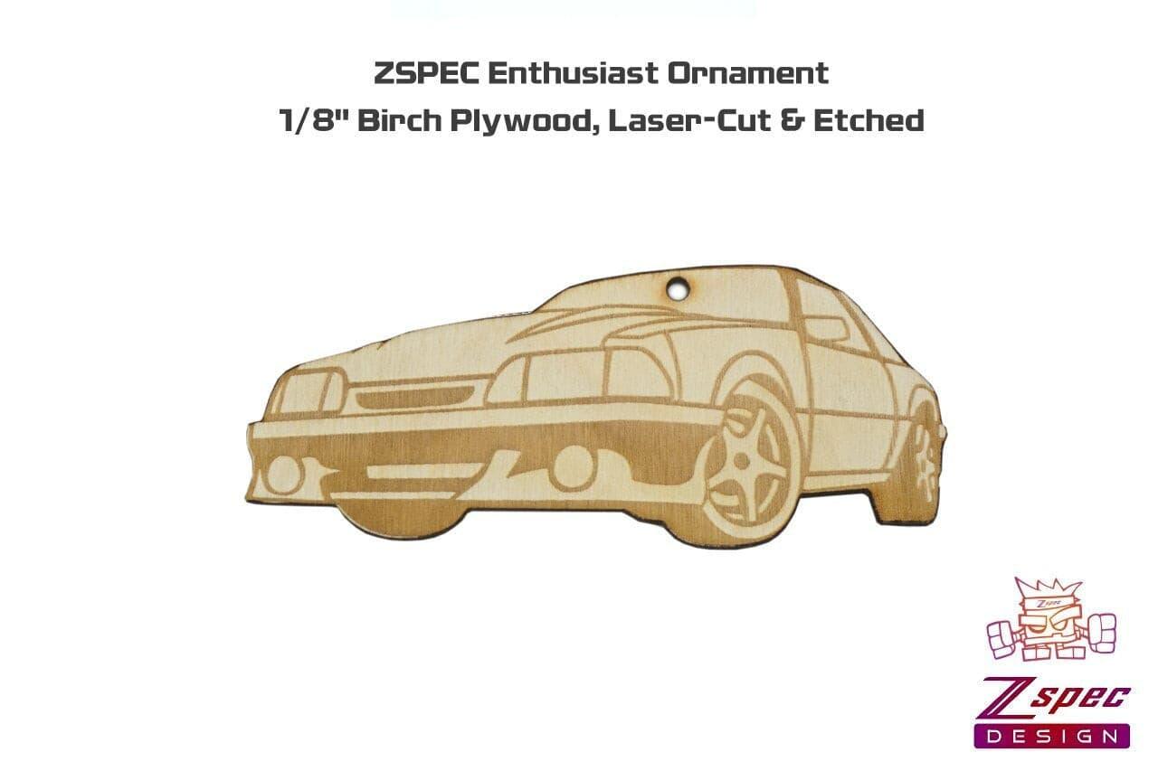 Laser-Engraved Birch Ornament, style: Ford Mustang Fox-Body, ~5-inch Wide Holiday Garage Art Man Cave Birthday Present Man Woman Wood Birch