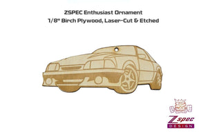 Laser-Engraved Birch Ornament, style: Ford Mustang Fox-Body, ~5-inch Wide Holiday Garage Art Man Cave Birthday Present Man Woman Wood Birch