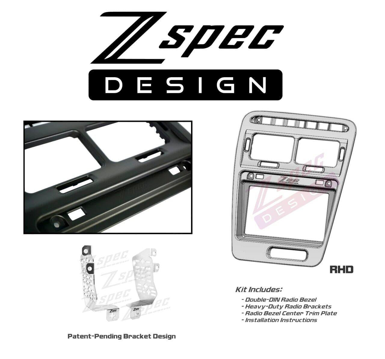 ZSPEC RHD Double-Din Radio Bezel w/Brackets for '90-99 Nissan 300zx Z32 Stereo Reproduction Plastic Clip Finisher Bezel Panel Clip 1990 1991 1992 1993 1994 1995 1996