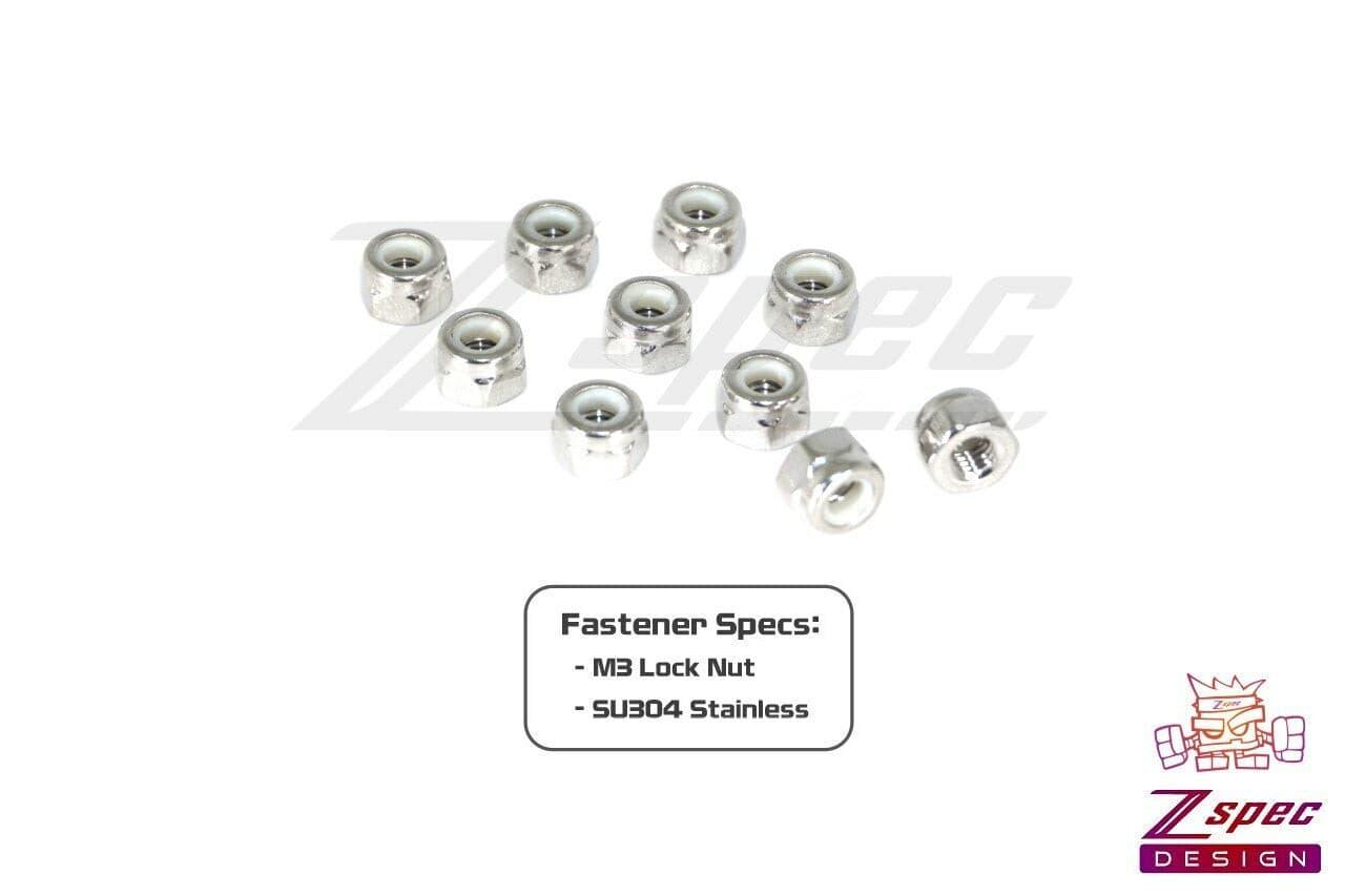 ZSPEC M3-0.5 Nylon Lock Nuts, Stainless SUS304, 10-Pack - ZSPEC Design LLC - Hardware Fasteners - 10-pack, Fastener, m3, nylon, Stainless - zspecdesign.com