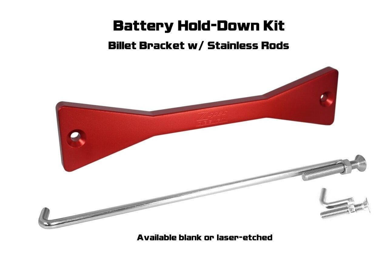 ZSPEC Battery Hold Down/Bracket for Infiniti G35/G37/Q50/Q60, Billet w/ Stainless Hardware - ZSPEC Design LLC - Hardware Fasteners - accessory, battery, battery bracket, bracket, g35, g37, infiniti, q50, q60, Stainless - zspecdesign.com