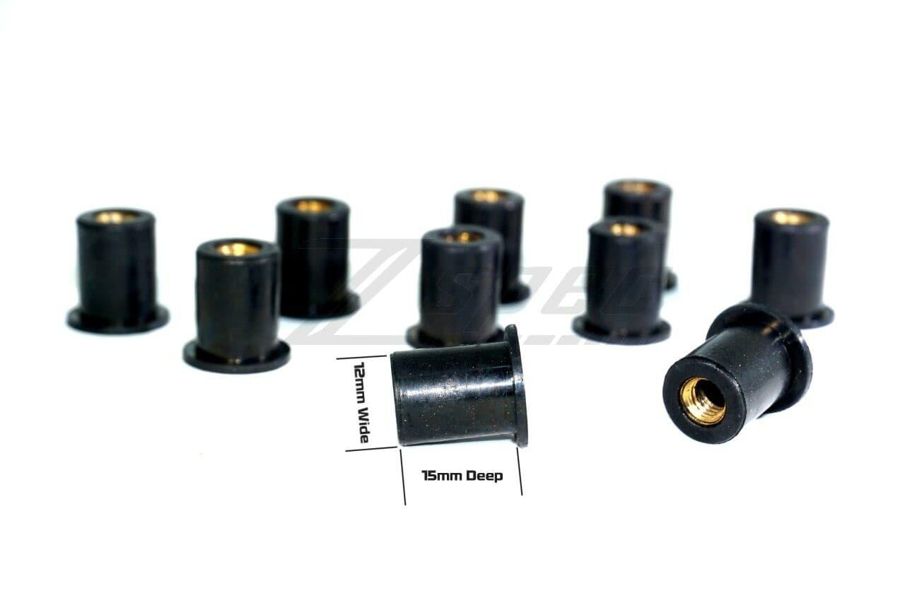 ZSPEC M6 Rubber-Composite Well Nuts for Body Kits and Flares, 10-Pack - ZSPEC Design LLC - Hardware Fasteners - 10-pack, body hardware, m6, rubber, well nut - zspecdesign.com