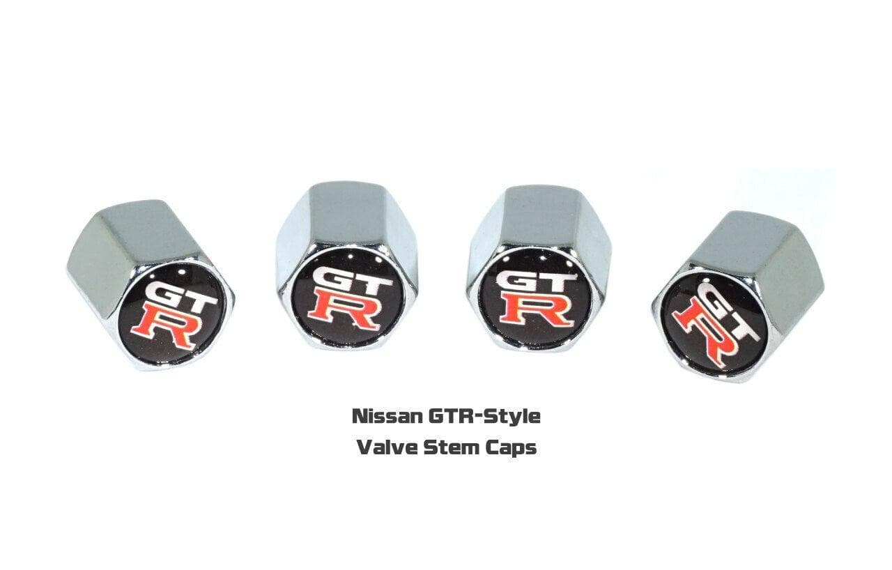 Chrome Valve Stem Tire Caps, Style: Nissan GTR/GT-R - ZSPEC Design LLC - Hardware Fasteners - cap, GT, GT-R, GTR, Nissan, tire - zspecdesign.com