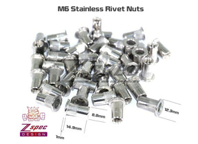M6-1.0 Rivet Nuts, Stainless Steel, 10-Pack ZSPEC Dress Up Bolt Stainless Steel SUS304 Silver Socket Cap Head FHSC SHSC Hardware