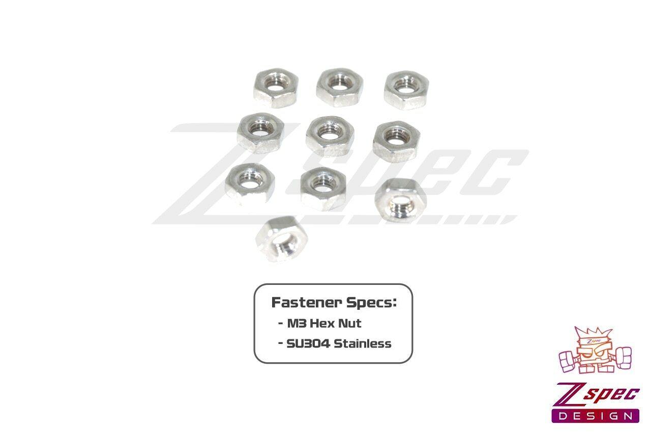 ZSPEC M3-0.5 Hex Nuts, Stainless SUS304, 10-Pack - ZSPEC Design LLC - Hardware Fasteners - 10-pack, Fastener, hex, nut, stainless - zspecdesign.com