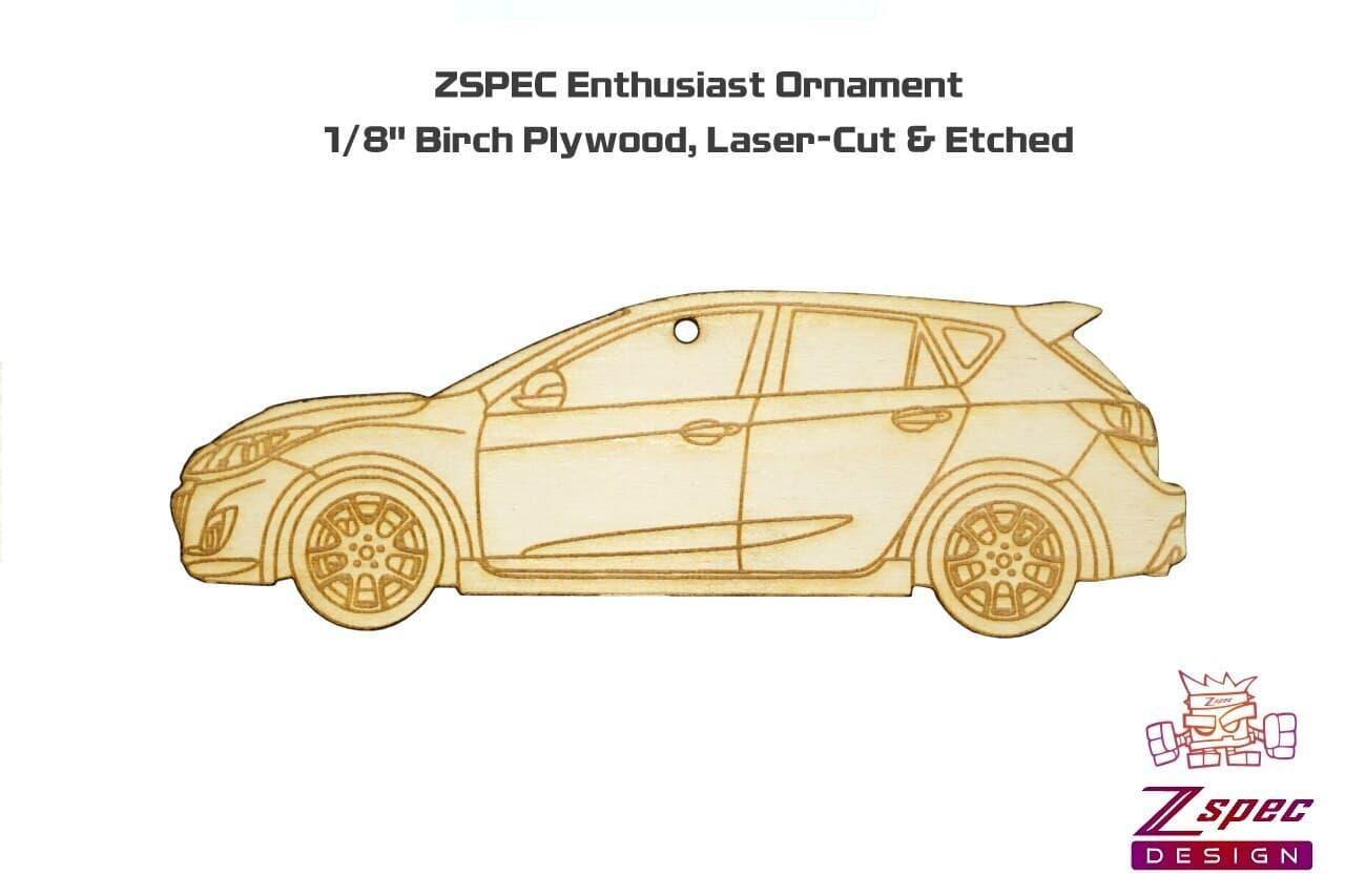 ZSPEC Laser-Engraved Wood Ornament, Style: Mazda Speed3, Birch - ZSPEC Design LLC - Holiday Ornaments - holiday, mazda, mazdaspeed3, ornament - zspecdesign.com