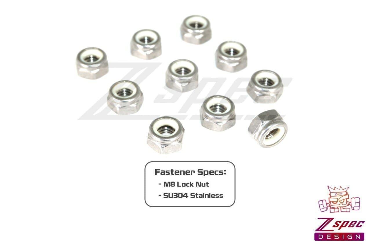 ZSPEC M8-1.25 Nylon Lock Nuts, Stainless SUS304, 10-Pack - ZSPEC Design LLC - Hardware Fasteners - 10-pack, m8, nylon, stainless - zspecdesign.com