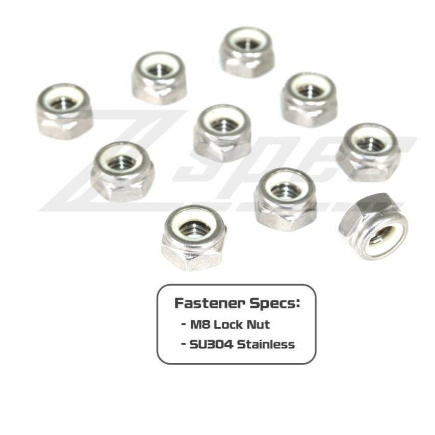 ZSPEC M8-1.25 Nylon Lock Nuts, Stainless SUS304, 10-Pack - ZSPEC Design LLC - Hardware Fasteners - 10-pack, m8, nylon, stainless - zspecdesign.com