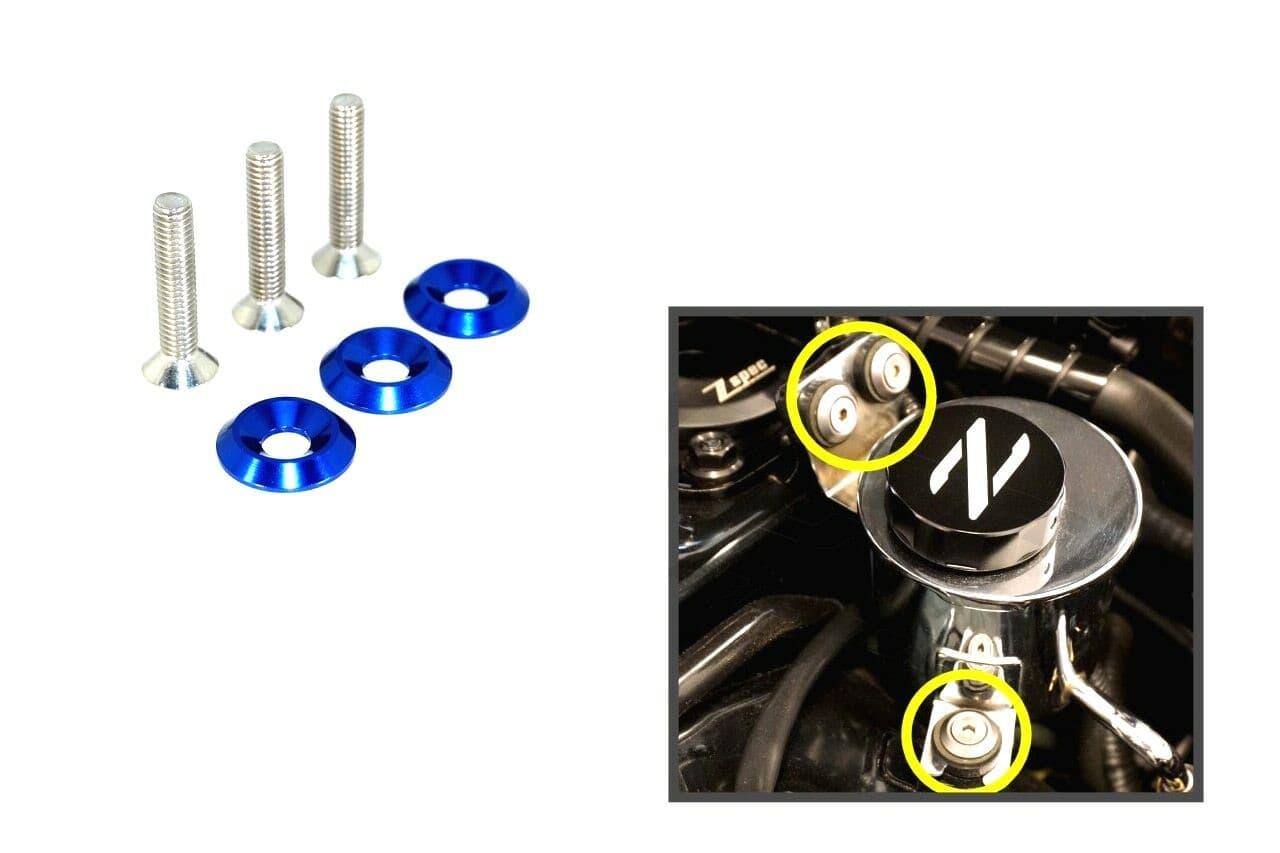 ZSPEC Power Steering Reservoir Fasteners for '90-96 Nissan 300zx Z32, Stainless & Billet - ZSPEC Design LLC - Hardware Fasteners - 300zx, Fastener Kit, nissan, reservoir, stainless, z32 - zspecdesign.com