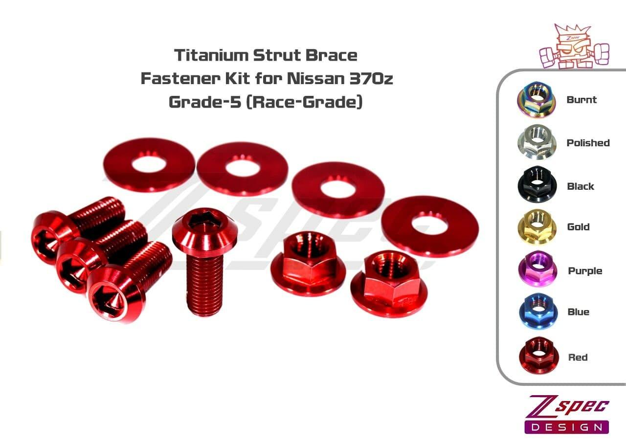 ZSPEC Strut Brace Fasteners for Nissan 370z, M10-1.25 Hardware, Titanium