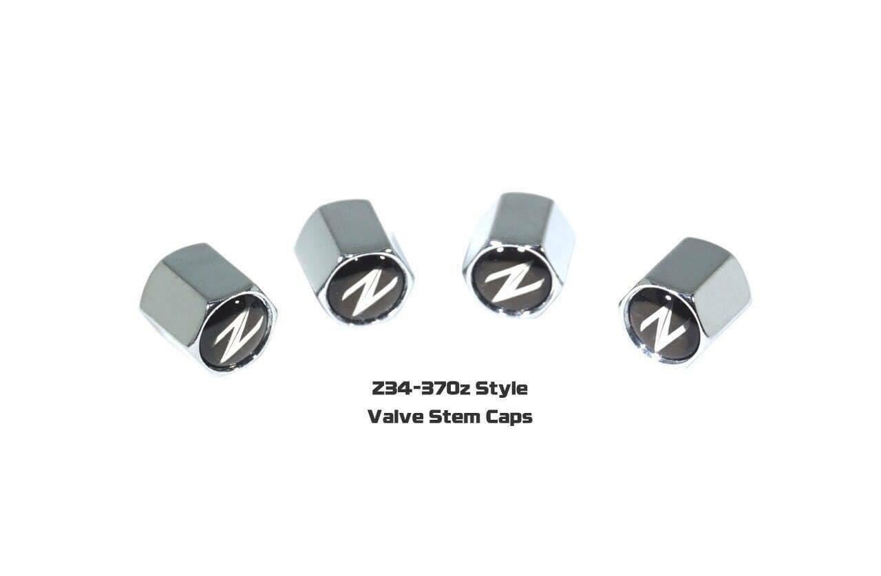 Chrome Valve Stem Tire Caps, Style: Nissan 370z Z34 - ZSPEC Design LLC - Hardware Fasteners - 370z, cap, nissan, tire, z34 - zspecdesign.com