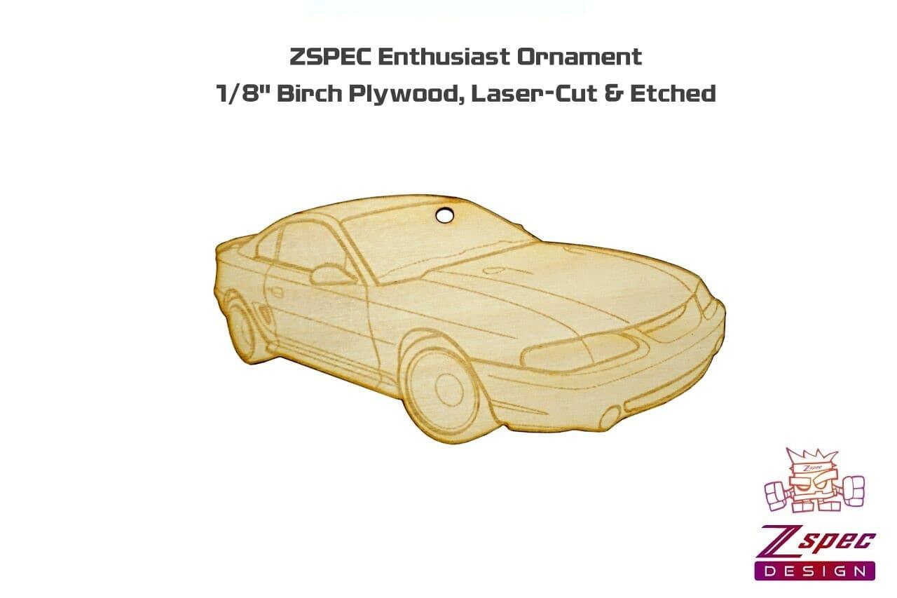 ZSPEC Laser-Engraved Birch Ornament, Style: Ford Mustang SN95, ~5-inch Wide - ZSPEC Design LLC - Holiday Ornaments - ford, holiday, lifestyle, mustang, ornament, sn95 - zspecdesign.com