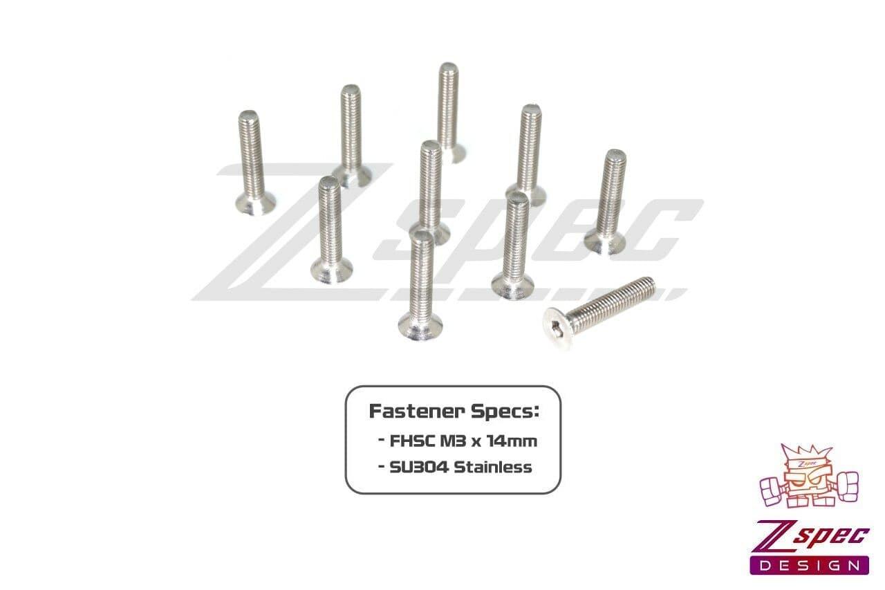 ZSPEC M3-0.5x14mm Fasteners, FHSC, Stainless SUS304, 10-Pack - ZSPEC Design LLC - Hardware Fasteners - 10-pack, Dress Up Bolt, FHSC, M3, Stainless - zspecdesign.com