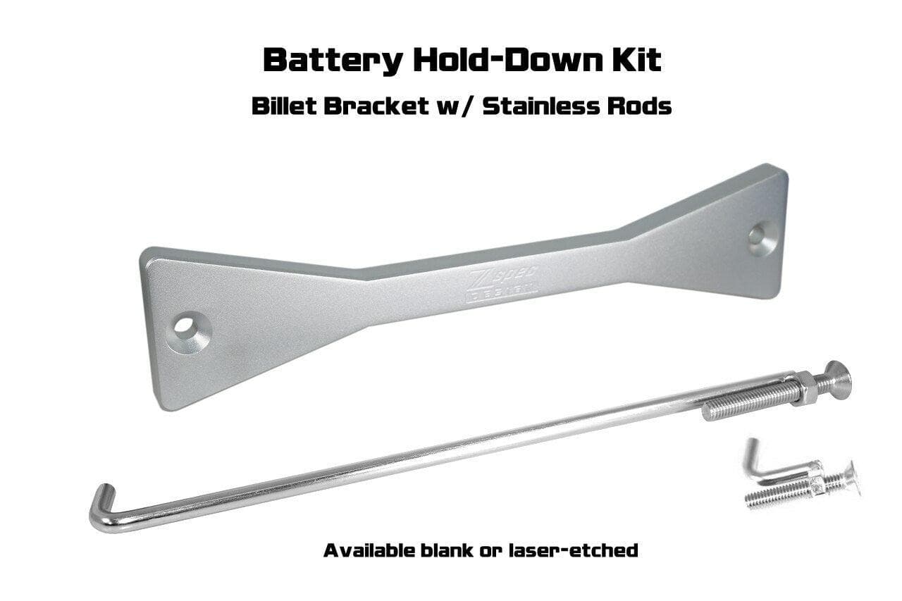 ZSPEC Battery Hold Down/Bracket for Infiniti G35/G37/Q50/Q60, Billet w/ Stainless Hardware - ZSPEC Design LLC - Hardware Fasteners - accessory, battery, battery bracket, bracket, g35, g37, infiniti, q50, q60, Stainless - zspecdesign.com