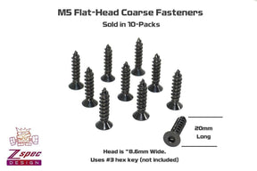 Black FHSC M5x20mm Coarse Flat-Head Socket Cap FHSC Fasteners, Stainless, 10-Pack Stainless Steel SUS304 Socket Cap Head FHSC SHSC Hardware ZSPEC