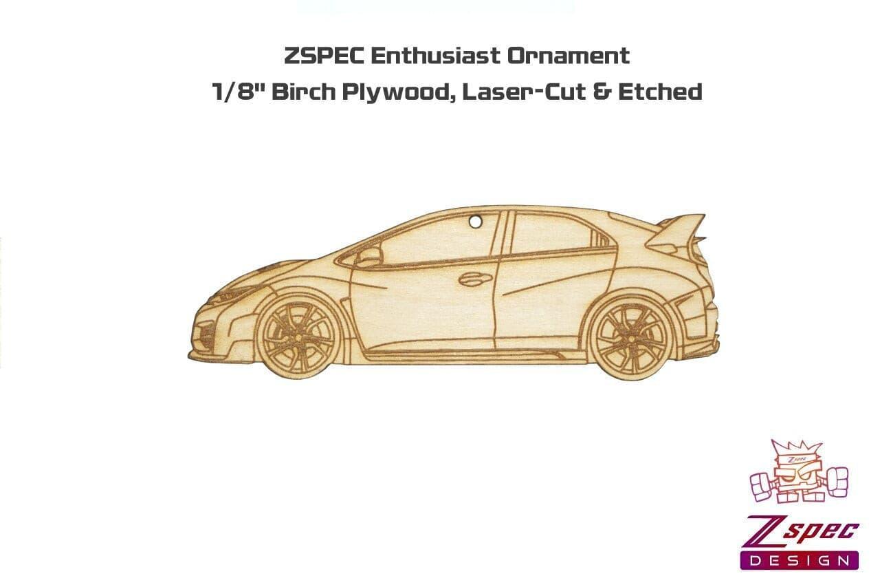 Laser-Engraved Wood Ornament, style: Honda Civic FK2 Type R, Birch Holiday Man Cave Garage Art Men Man Woman Car Nut Enthusiast