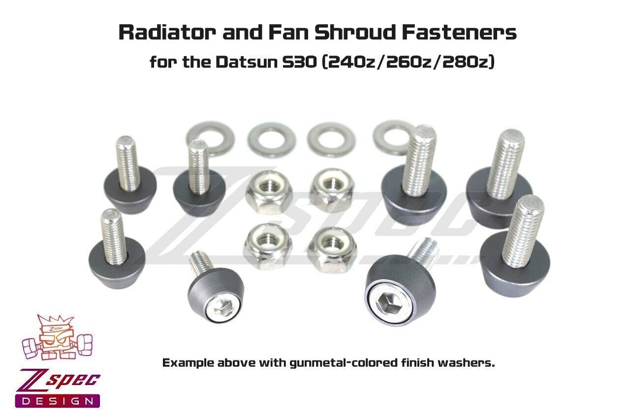 ZSPEC Radiator & Shroud Fastener Kit for Datsun S30 240z/260z/280z, Stainless/Billet SUS304 Aluminum Red Blue Black Purple Gold Silver Engine Bay Dress Up Bolts Fasteners Hardware