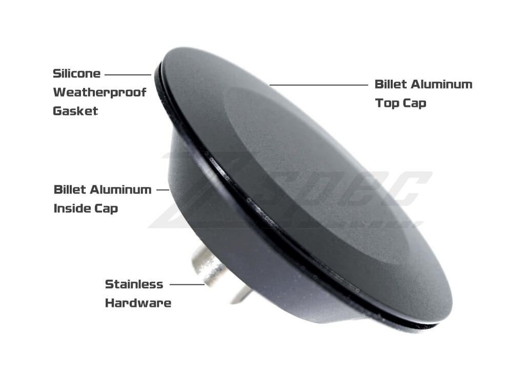 ZSPEC Rear Wiper Delete/Hole-Cap, 44mm Billet Weatherproof, BLACK Billet Aluminum Silicone Gasket Stainless Hardware