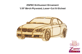 ZSPEC Laser-Engraved Wood Ornament, style: BMW 3-Series, Birch, ~5" Gift Holiday Man Cave Garage Art Men Man Woman Car Nut Enthusiast