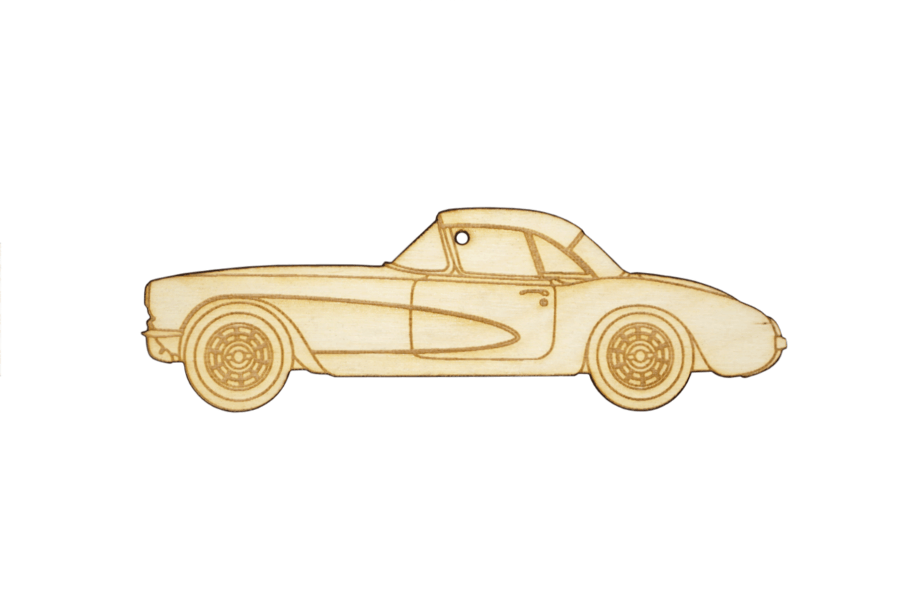 ZSPEC Laser-Engraved Wood Ornament, style: Corvette C1, Birch, ~5" Gift Holiday Man Cave Garage Art Men Man Woman Car Nut Enthusiast