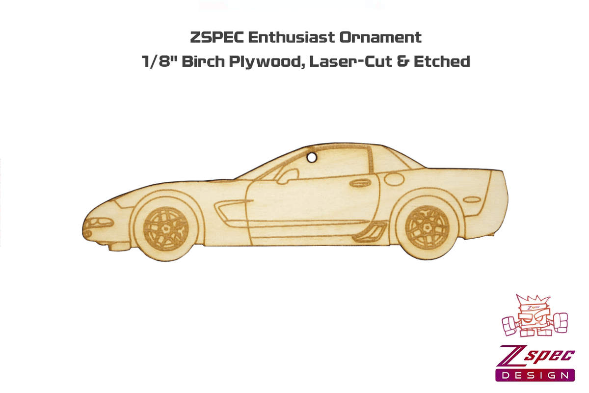 Laser-Engraved Wood Ornament, style: Corvette C5 Z06, Birch Gift Holiday Man Cave Garage Art Men Man Woman Car Nut Enthusiast