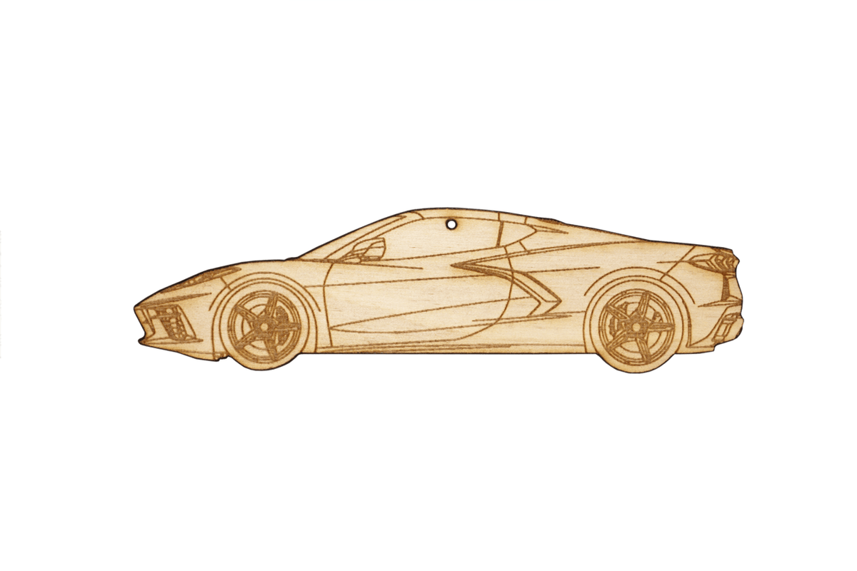 Laser-Engraved Wood Ornament, style: Corvette C8, Birch Gift Holiday Man Cave Garage Art Men Man Woman Car Nut Enthusiast
