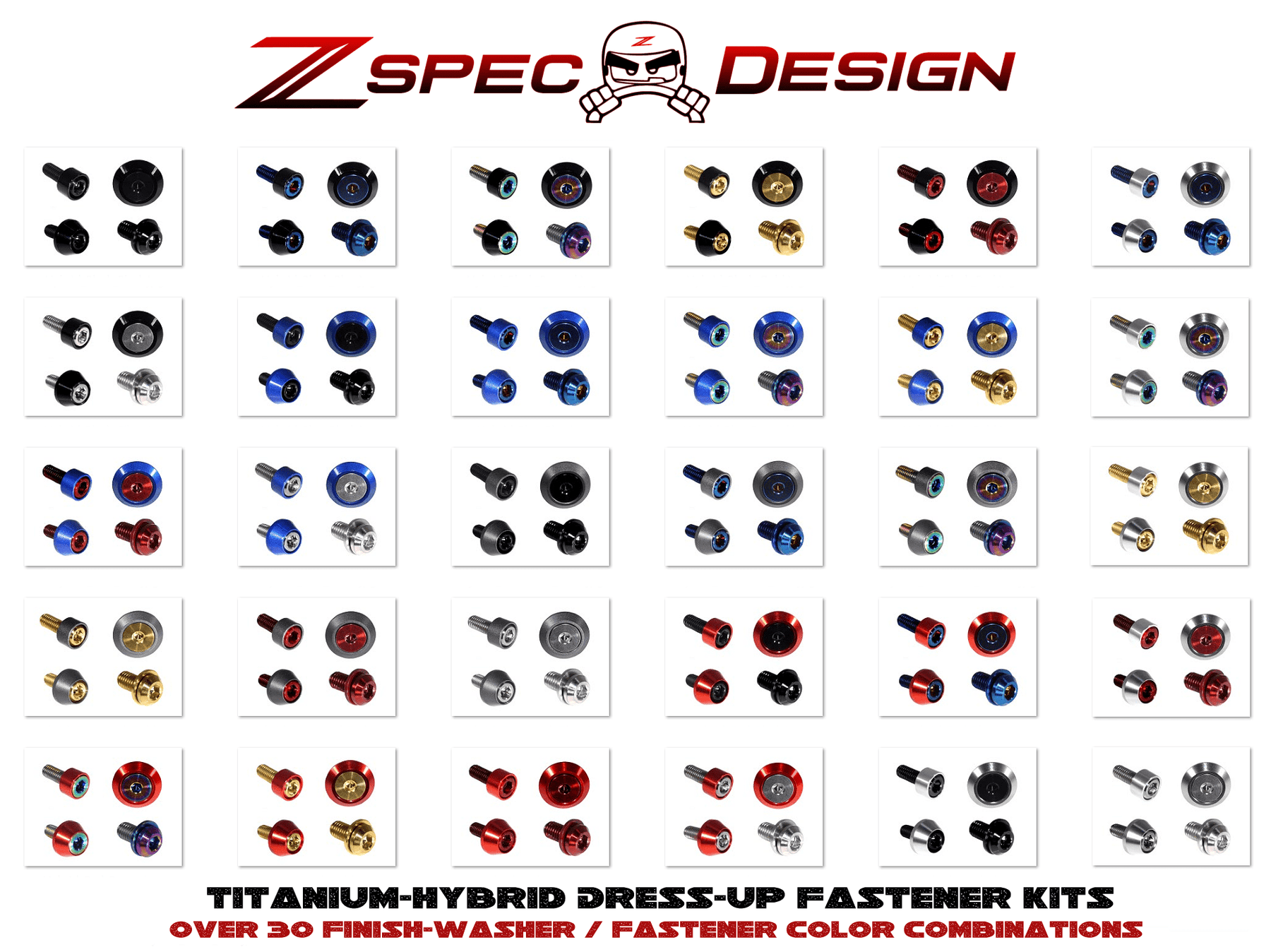 ZSPEC Essentials Fastener Kit for Nissan Skyline GT-R/GTR R35, Titanium/Billet GR5 Dress Up Bolts Fasteners Washers Billet Red Blue Purple Gold Burned Black Grade-5