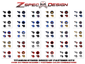 ZSPEC Essentials Fastener Kit for Nissan Skyline GT-R/GTR R35, Titanium/Billet GR5 Dress Up Bolts Fasteners Washers Billet Red Blue Purple Gold Burned Black Grade-5
