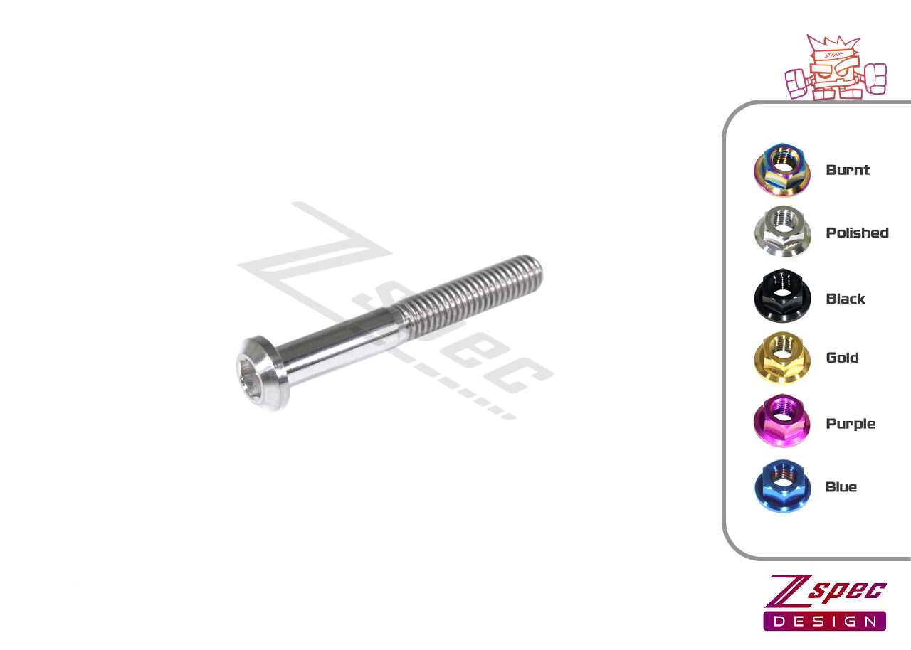 ZSPEC M6-1.0x45mm Dress Up Bolt® Fastener, Angled Head, Titanium Grade-5, Per Each - ZSPEC Design LLC - Hardware Fasteners - angled head, Dress Up Bolt, m6, per each, titanium - zspecdesign.com