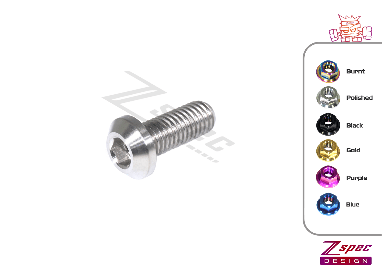 ZSPEC M8-1.25x20mm Dress Up Bolts® Fastener, Angled Head, Titanium Grade-5, Per Each - ZSPEC Design LLC - Hardware Fasteners - angled head, Fastener Kit, m8, per each, titanium - zspecdesign.com