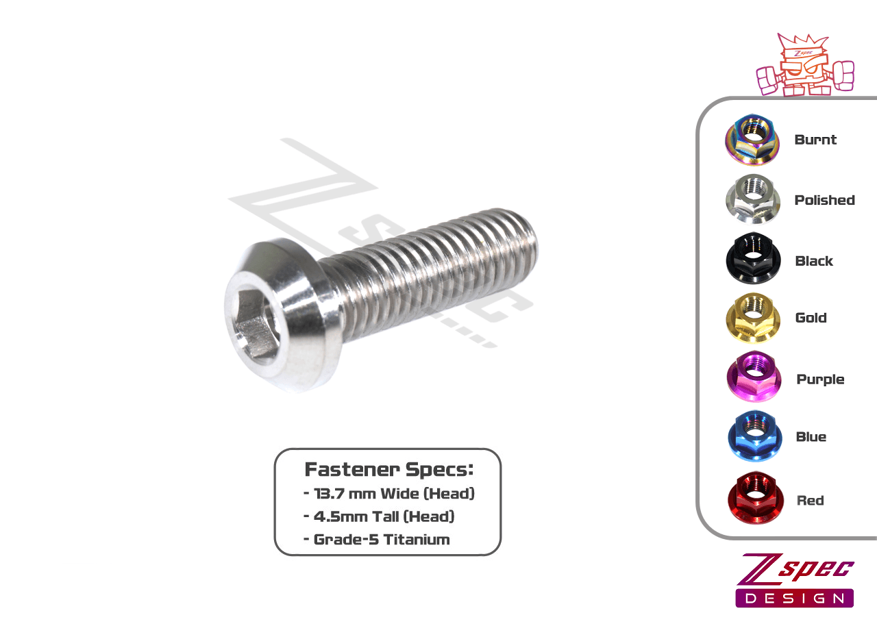 ZSPEC M8-1.25x25mm Dress Up Bolts® Fastener, Angled Head, Titanium Grade-5, Per Each - ZSPEC Design LLC - Hardware Fasteners - angled head, Dress Up Bolt, m8, per each, titanium - zspecdesign.com