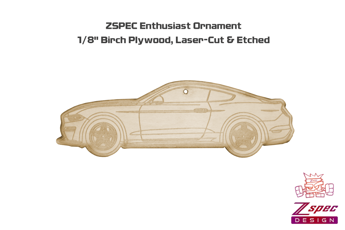 ZSPEC Laser-Engraved Wood Ornament, style: Ford Mustang Late Model, ~5" Gift Holiday Man Cave Garage Art Men Man Woman Car Nut Enthusiast