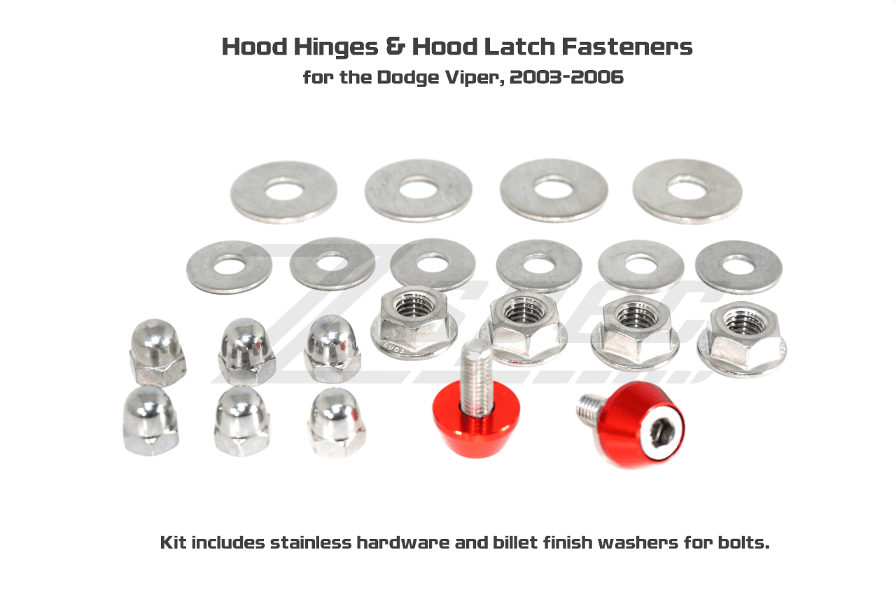 ZSPEC Hood & Hood Latch Fastener Kit for '03-06 Dodge Viper, Stainless & Billet - ZSPEC Design LLC - Hardware Fasteners - dodge, Fastener Kit, hood, viper - zspecdesign.com