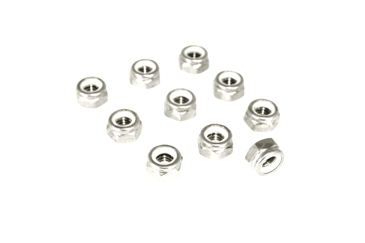 ZSPEC M3-0.5 Nylon Lock Nuts, Stainless SUS304, 10-Pack - ZSPEC Design LLC - Hardware Fasteners - 10-pack, Fastener, m3, nylon, Stainless - zspecdesign.com