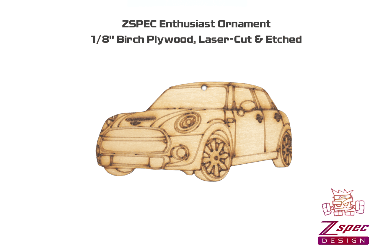 ZSPEC Laser-Engraved Birch Ornament, style: Mini, ~5-inch Wide Gift Holiday Man Cave Garage Art Men Man Woman Car Nut Enthusiast