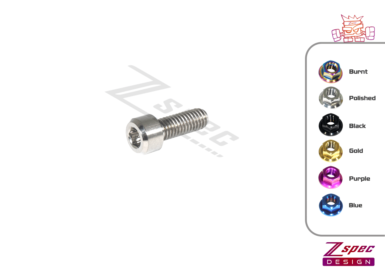 ZSPEC M6-1.0x12mm Socket-Cap SHSC Fastener/Bolt, Titanium Grade-5, Per Each - ZSPEC Design LLC - Hardware Fasteners - Dress Up Bolt, m6, per each, shsc, titanium - zspecdesign.com