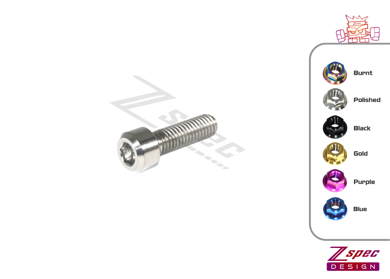 ZSPEC M6-1.0x20mm Titanium Metric SHSC Fastener/Bolt, Socket Cap, Sold per Each - ZSPEC Design LLC - Hardware Fasteners - Dress Up Bolt, m6, per each, shsc, titanium - zspecdesign.com