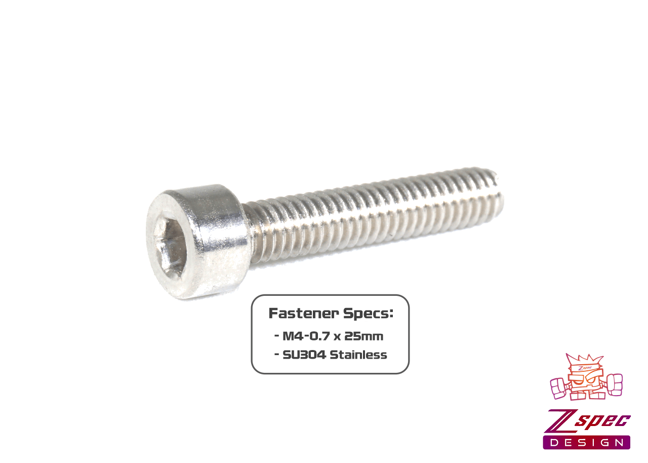 ZSPEC M4-0.7x25mm Socket-Cap SHSC Fasteners, Stainless, 10-Pack - ZSPEC Design LLC - Hardware Fasteners - 10-pack, Dress Up Bolt, m4, SHSC, Stainless - zspecdesign.com