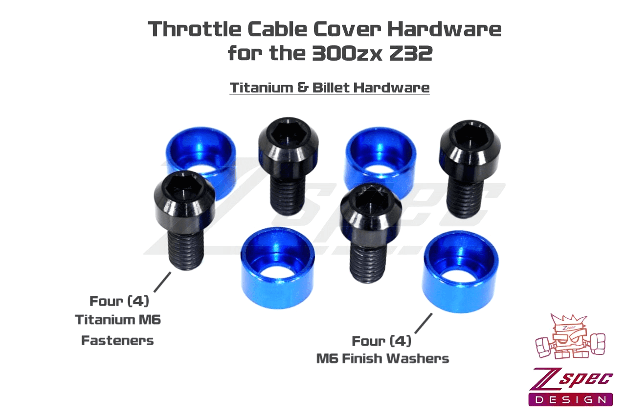 ZSPEC Throttle Cable Cover Fasteners for '90-96 Nissan 300zx Z32, Titanium & Billet - ZSPEC Design LLC - Hardware Fasteners - 300zx, Fastener Kit, nissan, throttle, titanium, z32 - zspecdesign.com