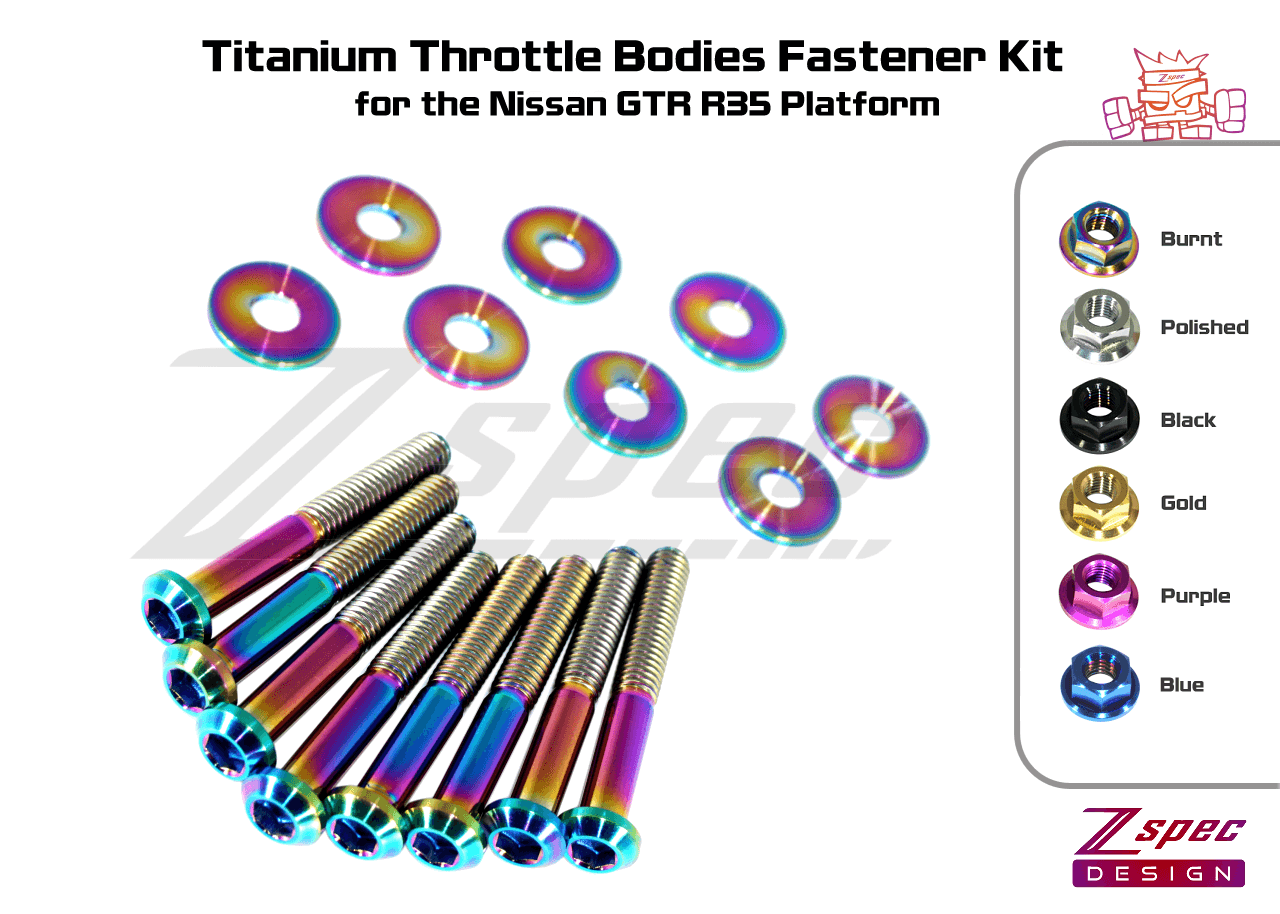 ZSPEC Throttle Bodies Fastener Kit for Nissan Skyline GT-R/GTR R35, Grade-5 Titanium - ZSPEC Design LLC - Hardware Fasteners - Fastener Kit, gt-r, gtr, nissan, r35, skyline, throttle, titanium - zspecdesign.com