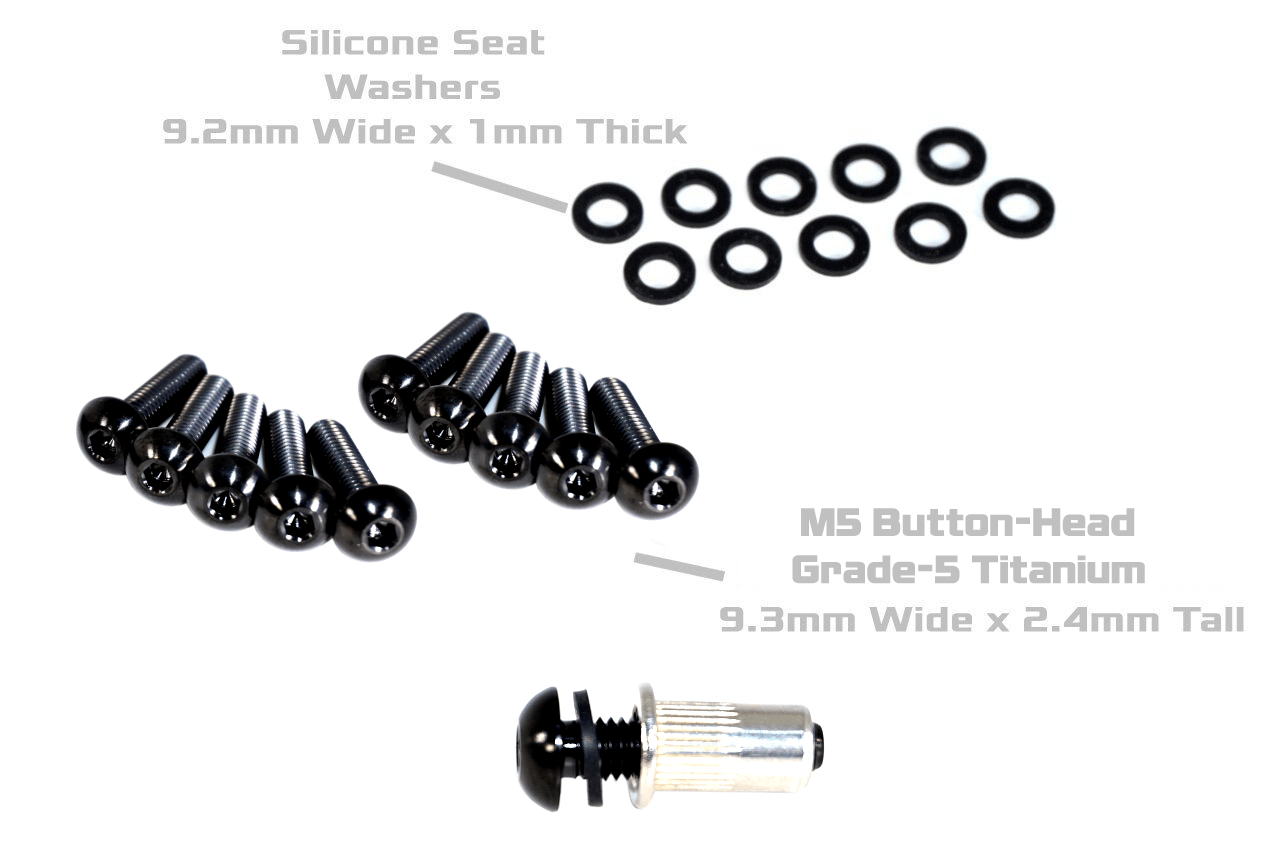 ZSPEC Body-Kit Fasteners, M5x25mm Titanium Button-Head , 60-Pack, w/Rivet Nuts Flares, Over Fender, Body Element, Wings, Arches - Titanium / Billet / Stainless - Black, Burned, Gold, Purple, Silver Raw, Polished - Dress Up Bolts Hardware Washers Finish Rocket Bunny Pandem Aimgain twinz carbon signal M5 M6 M8 Wicker Bill