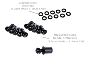 ZSPEC Body-Kit Fasteners, M5x25mm Titanium Button-Head, 60-Pack, w/ Well Nuts Flares, Over Fender, Body Element, Wings, Arches - Titanium / Billet / Stainless - Black, Burned, Gold, Purple, Silver Raw, Polished - Dress Up Bolts Hardware Washers Finish Rocket Bunny Pandem Aimgain twinz carbon signal M5 M6 M8 Wicker Bill