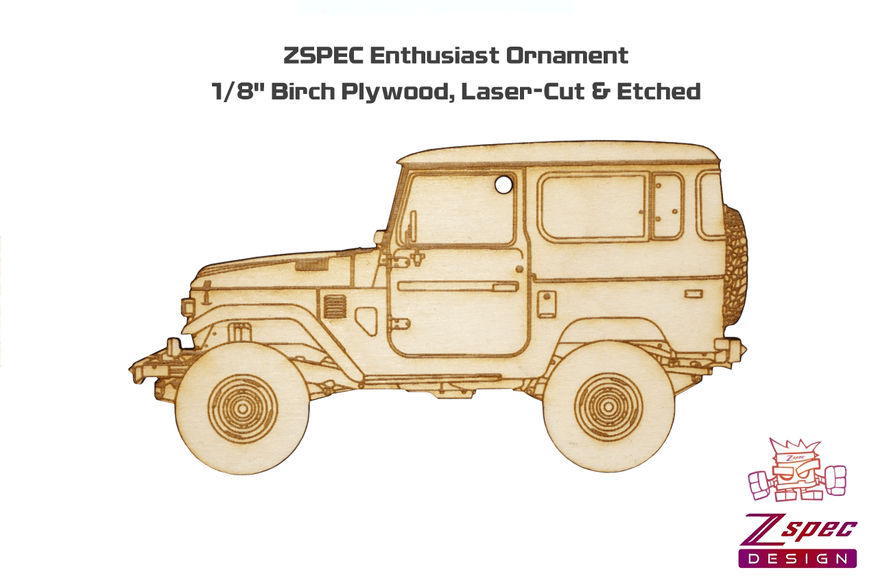 ZSPEC Laser-Engraved Wood Ornament, Style: Toyota FJ40 Landcruiser, Birch - ZSPEC Design LLC - Holiday Ornaments - fj40, holiday, landcruiser, ornament, toyota - zspecdesign.com