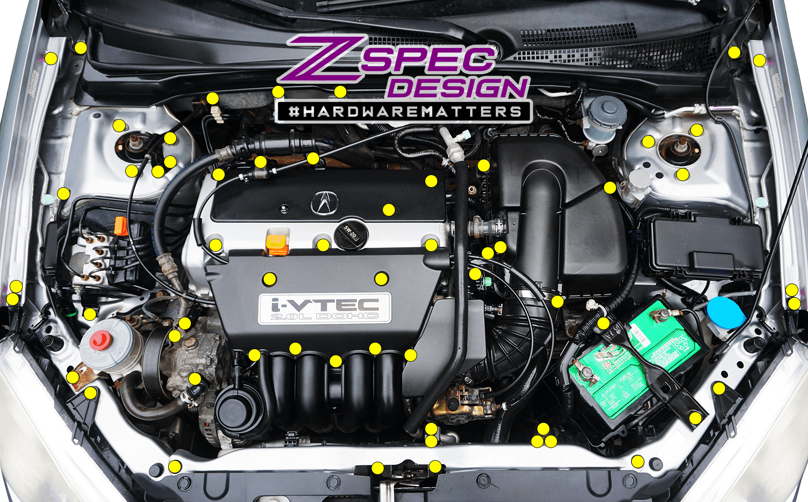 ZSPEC "Stage 3" Dress Up Bolts® Fastener Kit for '01-07 Acura RSX 2.0L, Stainless & Billet - ZSPEC Design LLC - Hardware Fasteners - acura, Fastener Kit, rsx, stage 3, Washer Color - zspecdesign.com