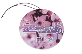 ZSPEC's Sakura (Cherry-Blossom) Scented Air Freshener  ~3" round, printed on both sides.  Simple addition to freshen up the interior of your ride. Interior Upgrade Performance Car Auto