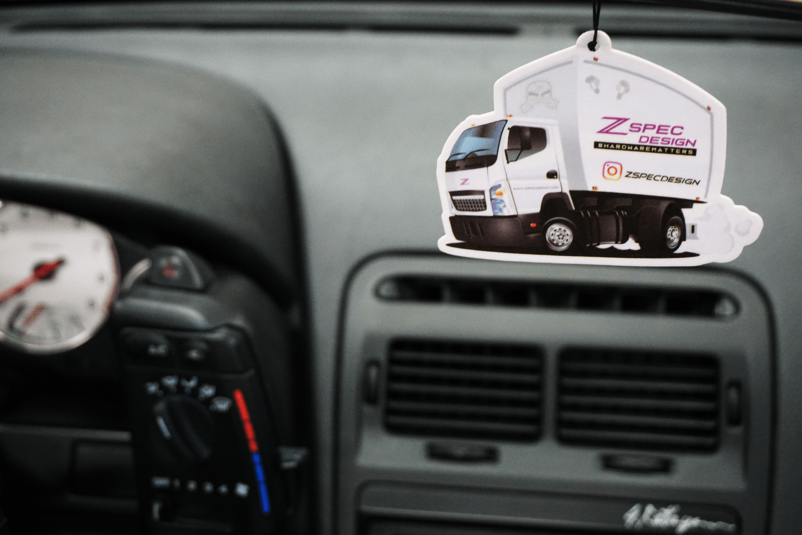 ZSPEC's "Spring" Scented Air Freshener  ~3 wide, printed on both sides.  Simple addition to freshen up the interior of your ride.  Keywords Upgrade Performance Interior Enhance Your Ride