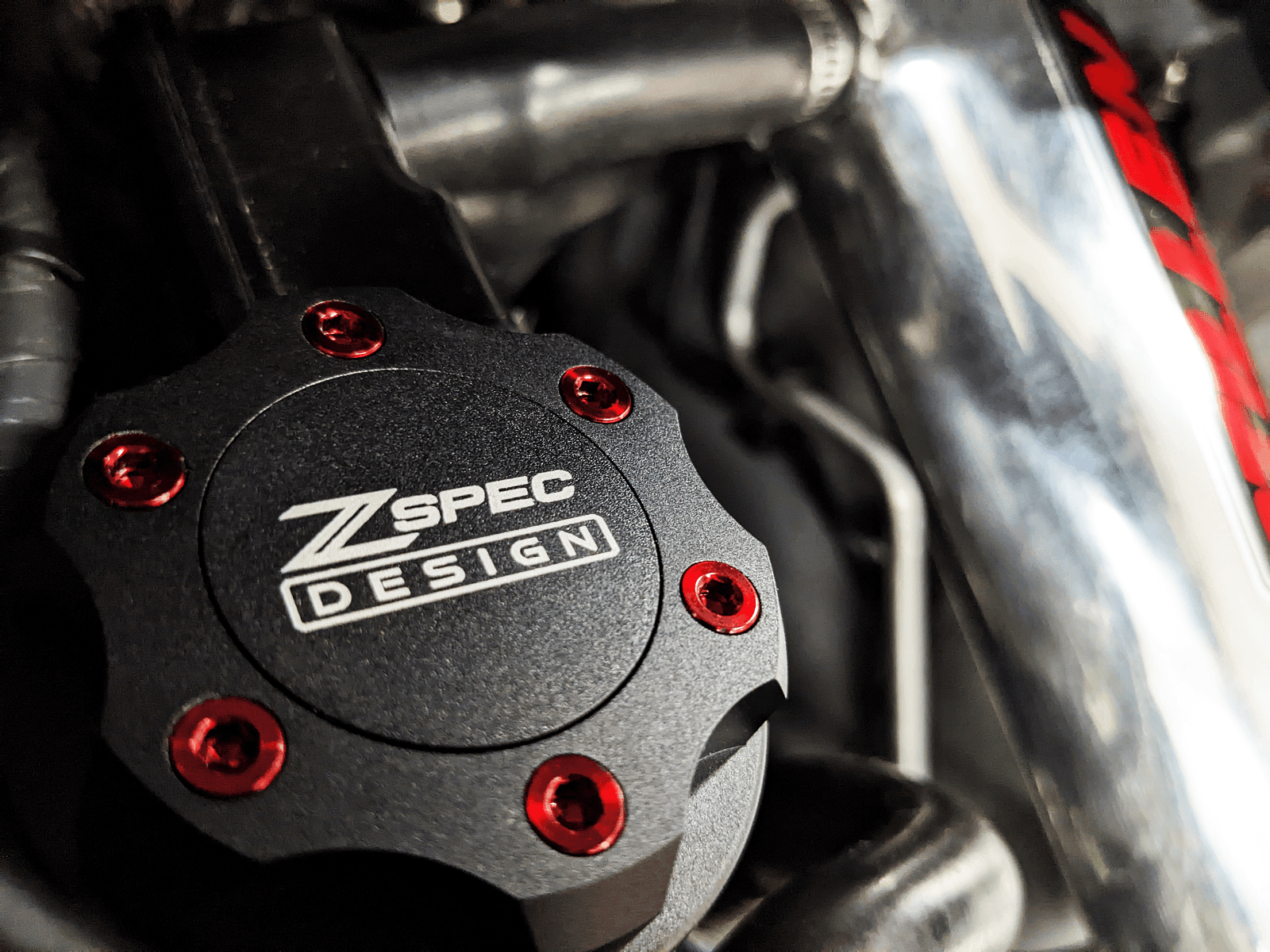ZSPEC Billet Oil Filler Cap for Nissan/Infiniti/Datsun, Black Cap w/ Titanium Accent - ZSPEC Design LLC - Hardware Fasteners - 2023, 240sx, 240z, 260z, 280z, 280zx, 300z, 300zx, 350z, 370z, 380RS, 400z, accessory, bob sharp, cap, d40, d41, DE & HR, DE & REVUP, FairladyZ, frontier, g35, g37, GT-R, GTR, hakosuka, j30, nismo, nissan, nissanz, nisssan, oil, oil cap, q50, q60, R32, R34, RB20, RB25, RB26, RB30, rogue, RZ34, s30, titan, VQ, vq37, VR, vr30ddtt, z, z31, z32, z33, z34, z34 s2, z34s2 - zspecdesign.com