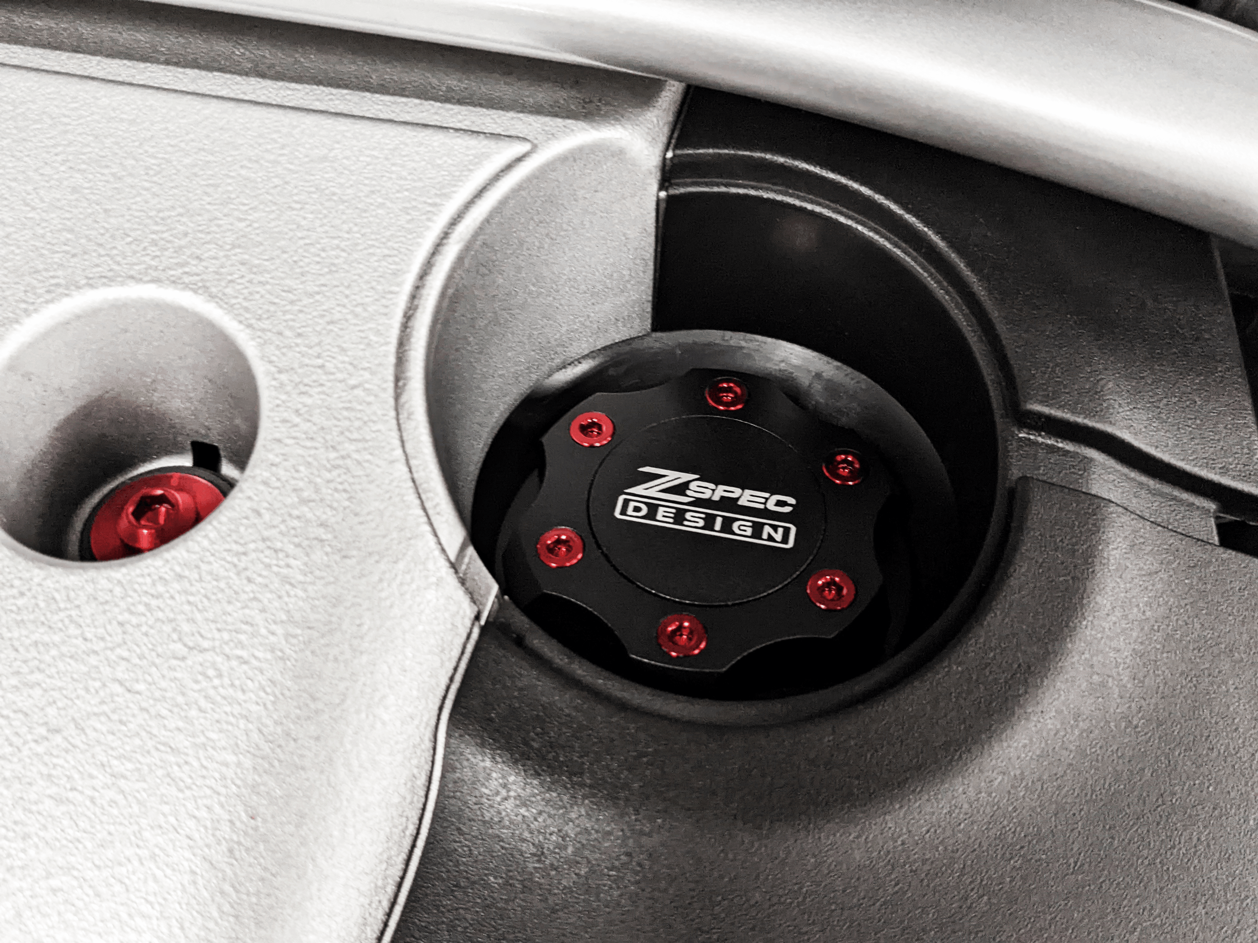 ZSPEC Billet Oil Filler Cap for Nissan/Infiniti/Datsun, Black Cap w/ Titanium Accent - ZSPEC Design LLC - Hardware Fasteners - 2023, 240sx, 240z, 260z, 280z, 280zx, 300z, 300zx, 350z, 370z, 380RS, 400z, accessory, bob sharp, cap, d40, d41, DE & HR, DE & REVUP, FairladyZ, frontier, g35, g37, GT-R, GTR, hakosuka, j30, nismo, nissan, nissanz, nisssan, oil, oil cap, q50, q60, R32, R34, RB20, RB25, RB26, RB30, rogue, RZ34, s30, titan, VQ, vq37, VR, vr30ddtt, z, z31, z32, z33, z34, z34 s2, z34s2 - zspecdesign.com